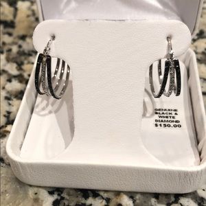 Genuine black & white diamond earrings